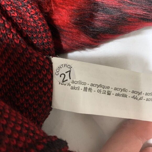 bershka womens red black leopard print crop fuzzy turtleneck sweater small - Picture 7 of 7